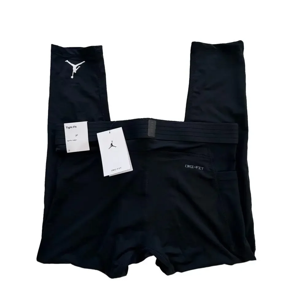 New Nike Jordan Sport Dri-FIT Mens 3/4 Training Tights Pants Black Size XL NWT
